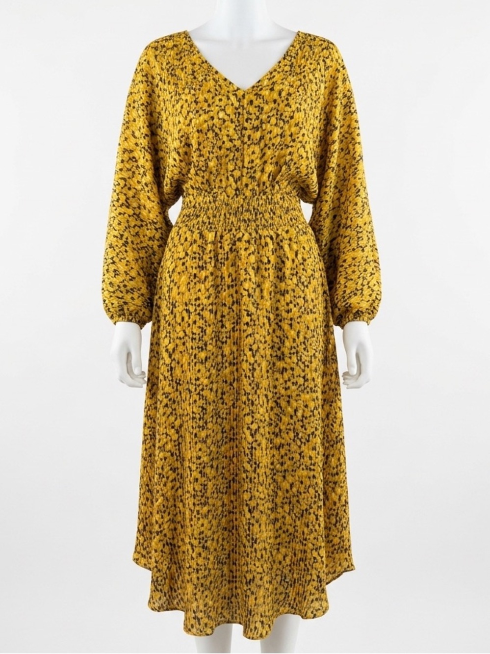 Anthropologie Mustard Yellow Speckled Midi Dress
